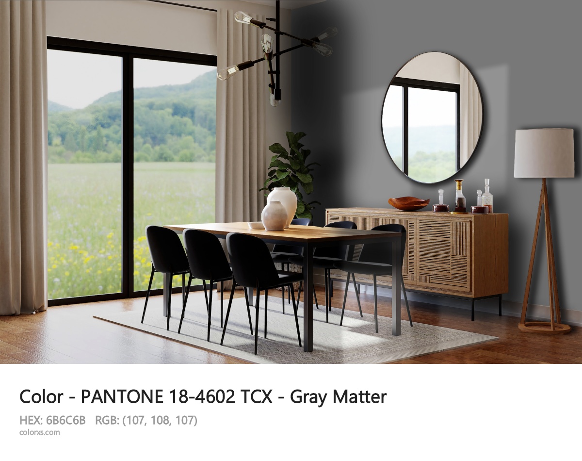 PANTONE 18-4602 TCX - Gray Matter CMS dining room design