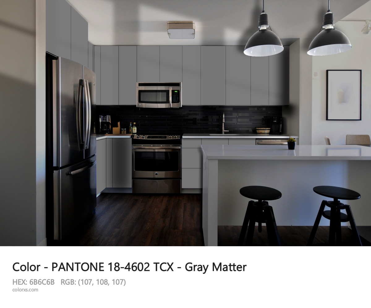 PANTONE 18-4602 TCX - Gray Matter CMS modular kitchen design