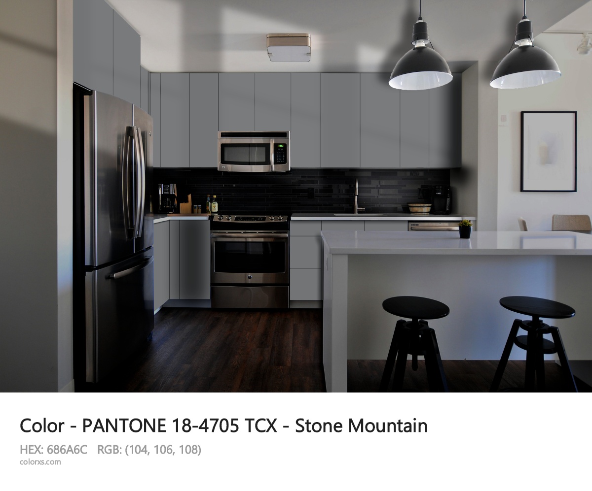 PANTONE 18-4705 TCX - Stone Mountain CMS modular kitchen design