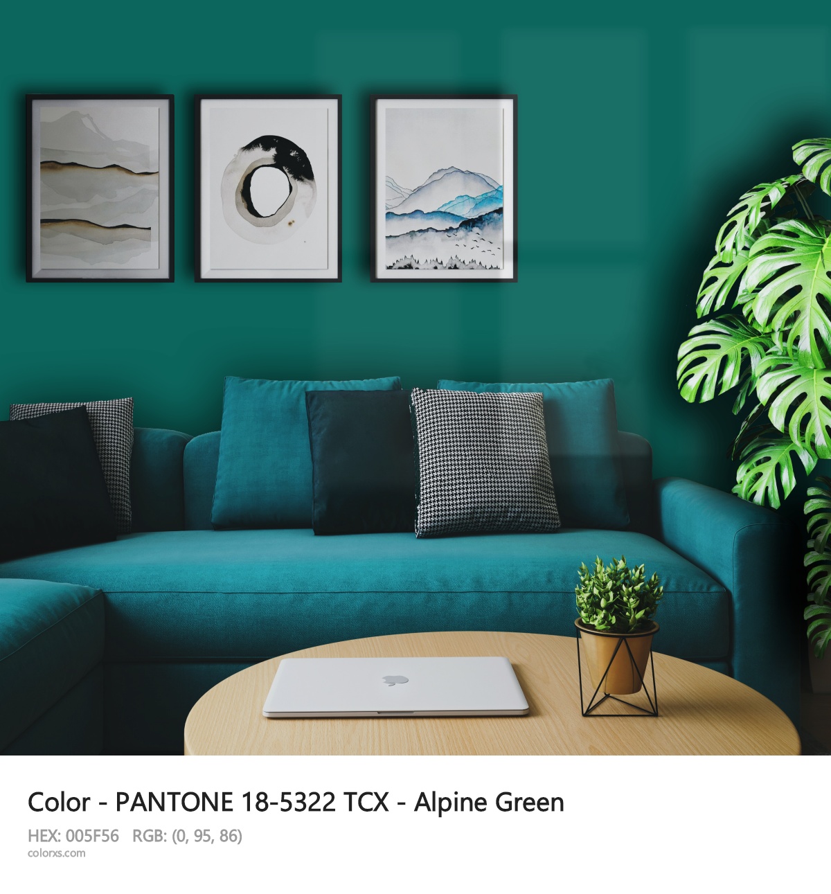PANTONE 18-5322 TCX - Alpine Green CMS cozy coffee corner interior