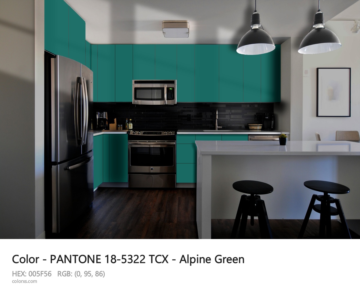 PANTONE 18-5322 TCX - Alpine Green CMS modular kitchen design