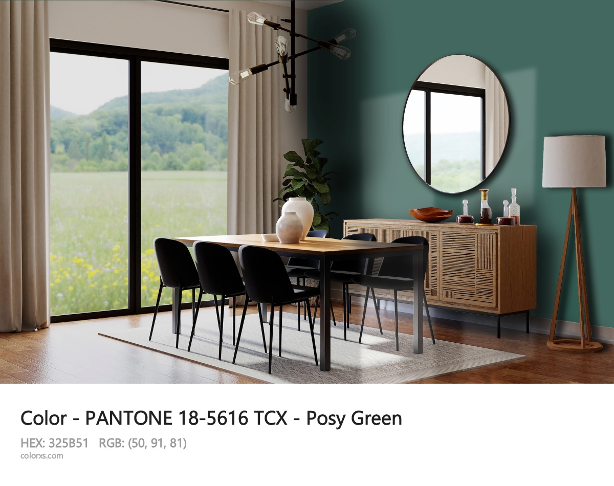 PANTONE 18-5616 TCX - Posy Green CMS dining room design