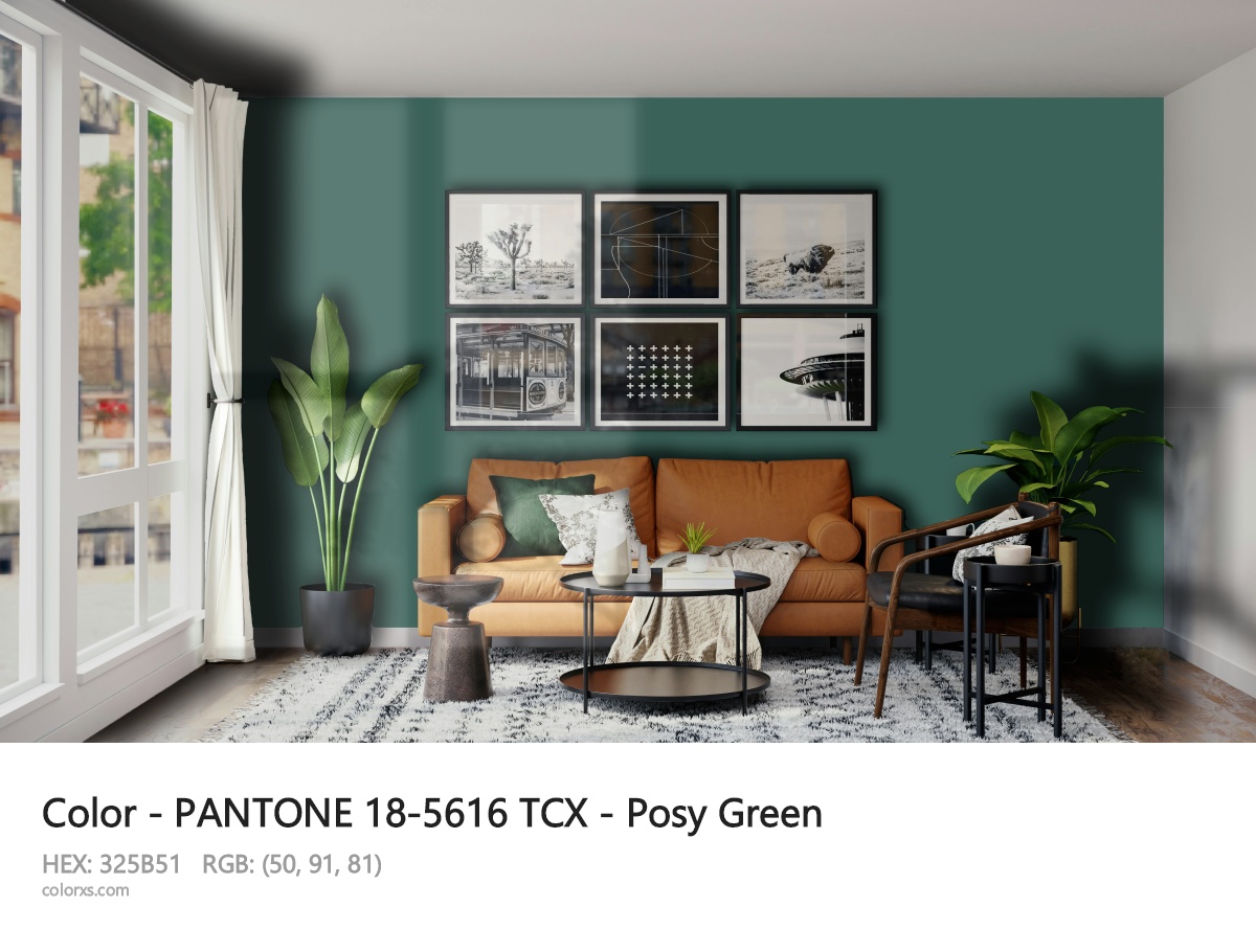 PANTONE 18-5616 TCX - Posy Green CMS modern minimalist living room interior