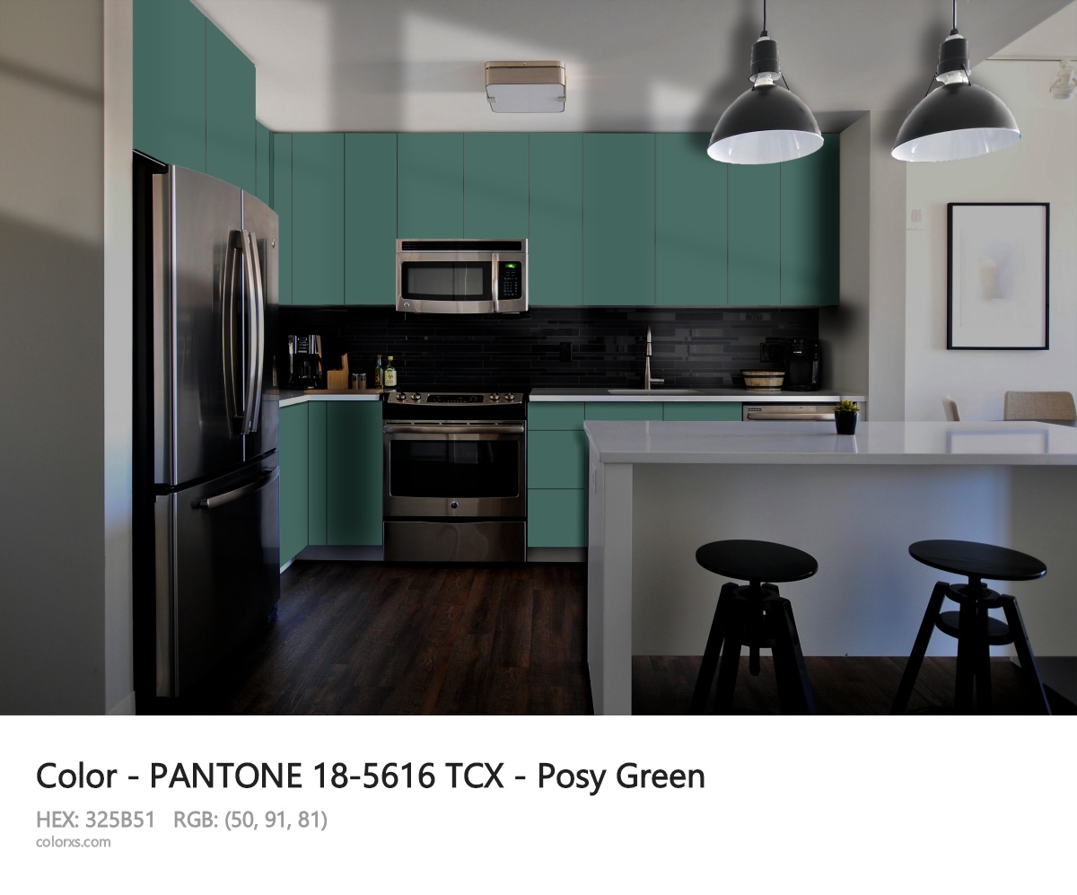 PANTONE 18-5616 TCX - Posy Green CMS modular kitchen design