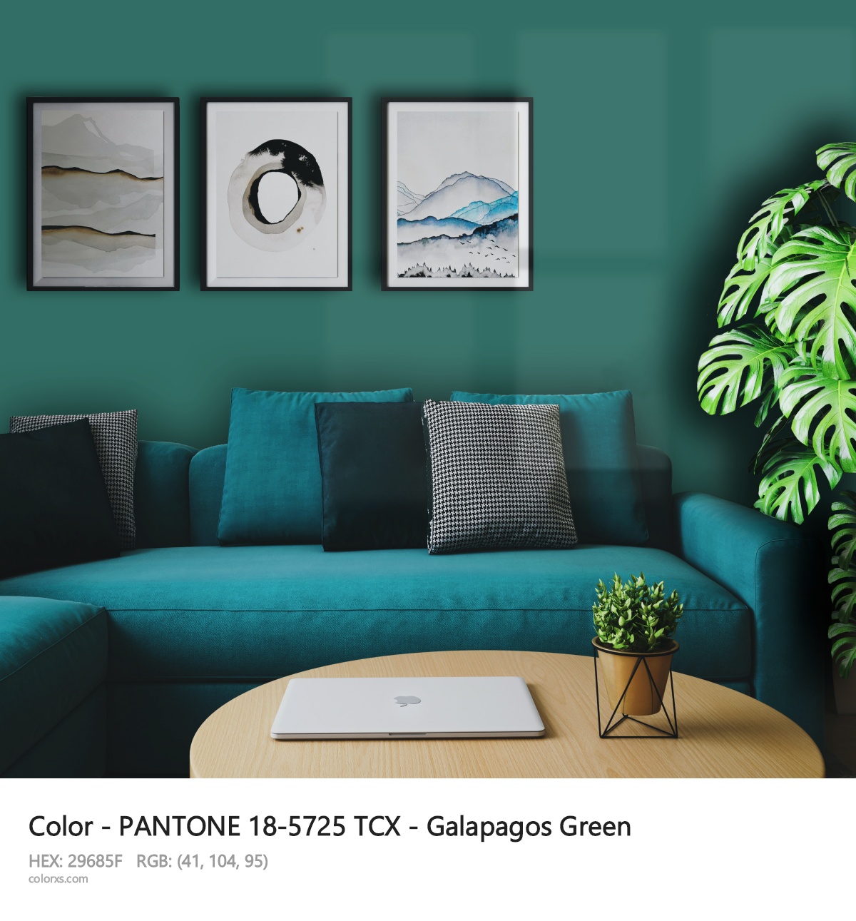 About PANTONE 18-5725 TCX - Galapagos Green color - its meaning and example
