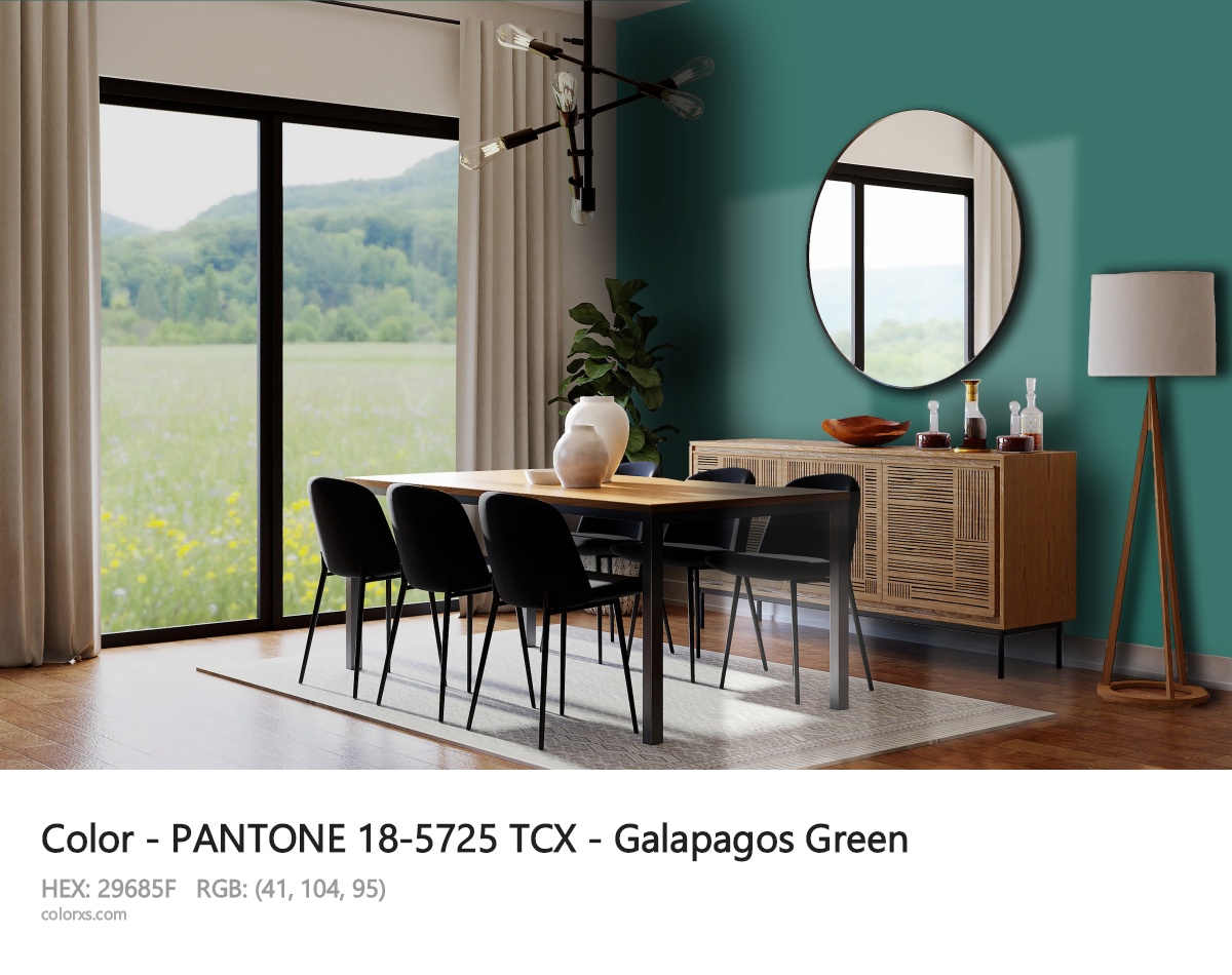 PANTONE 18-5725 TCX - Galapagos Green CMS dining room design