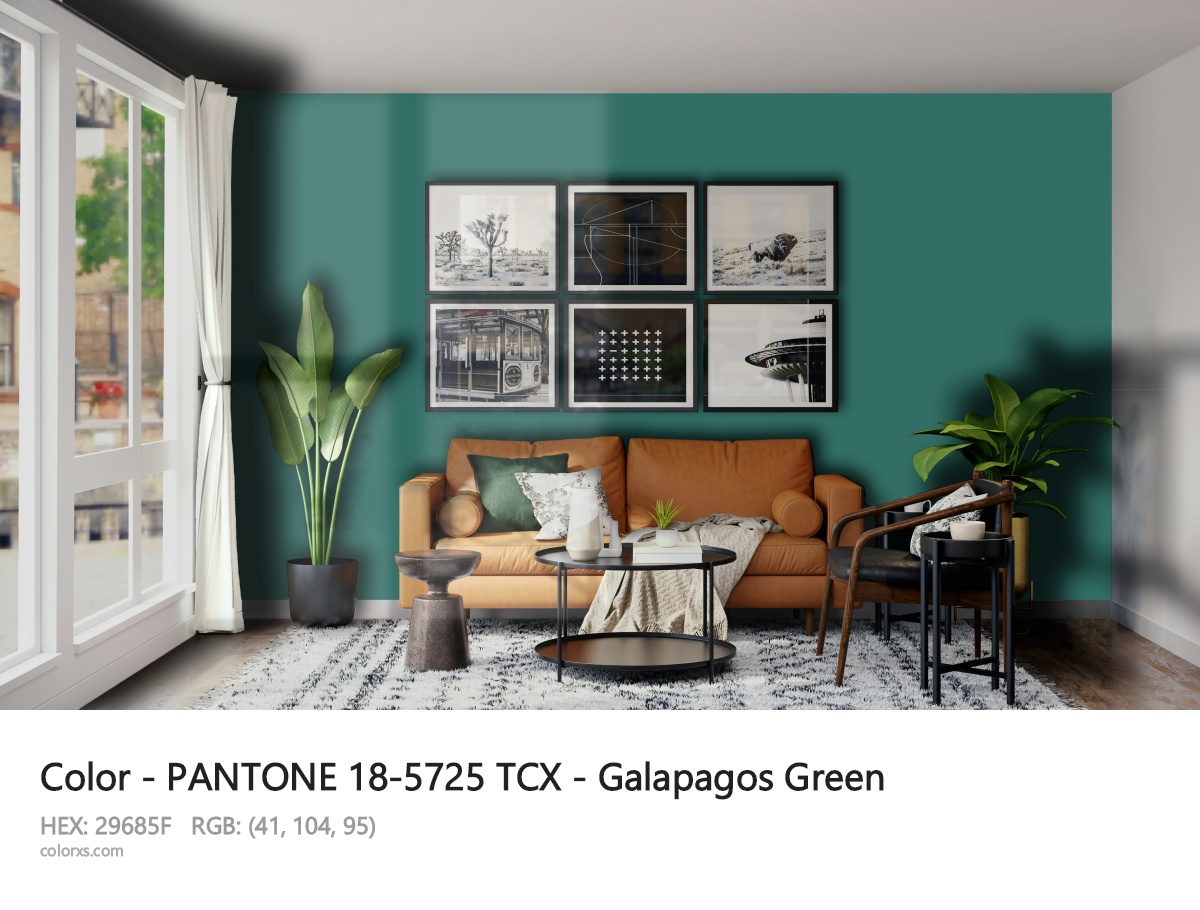PANTONE 18-5725 TCX - Galapagos Green CMS modern minimalist living room interior