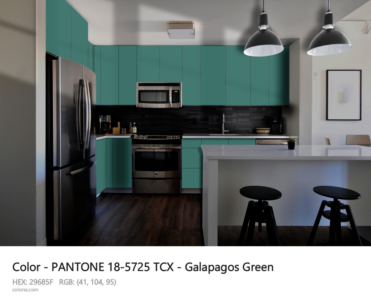 PANTONE 18-5725 TCX - Galapagos Green CMS modular kitchen design