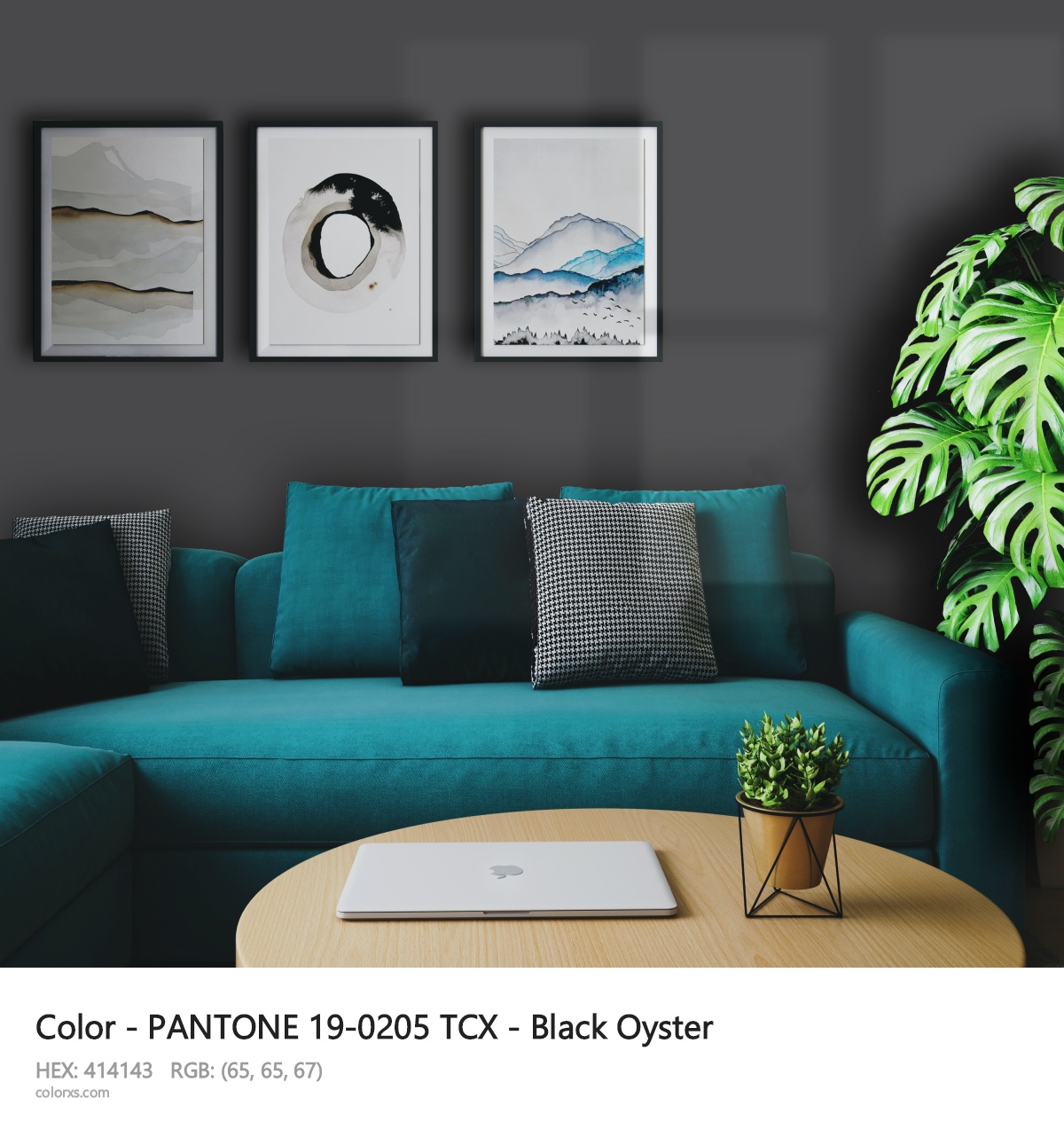 PANTONE 19-0205 TCX - Black Oyster CMS cozy coffee corner interior