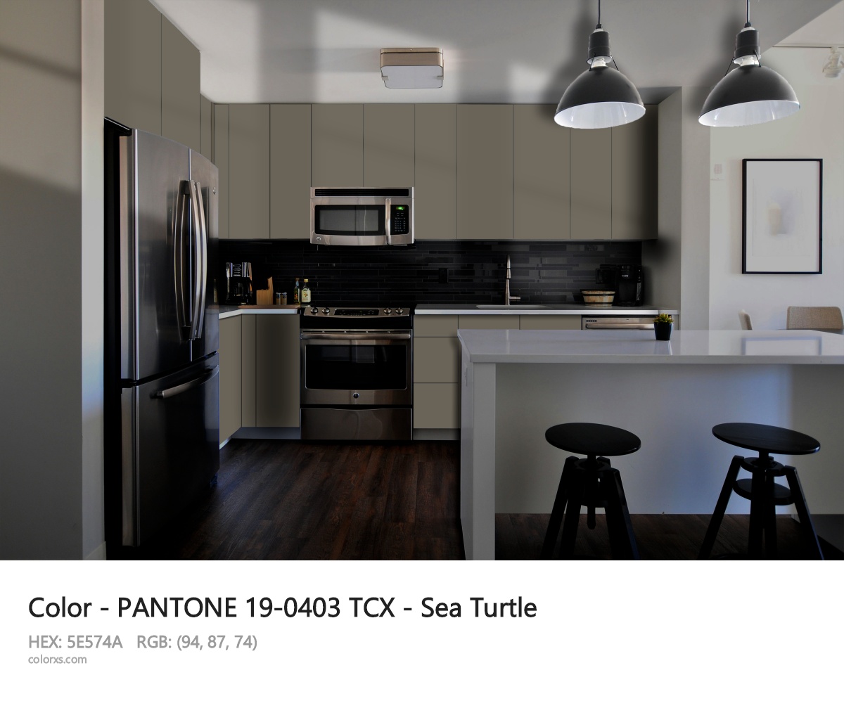 PANTONE 19-0403 TCX - Sea Turtle CMS modular kitchen design