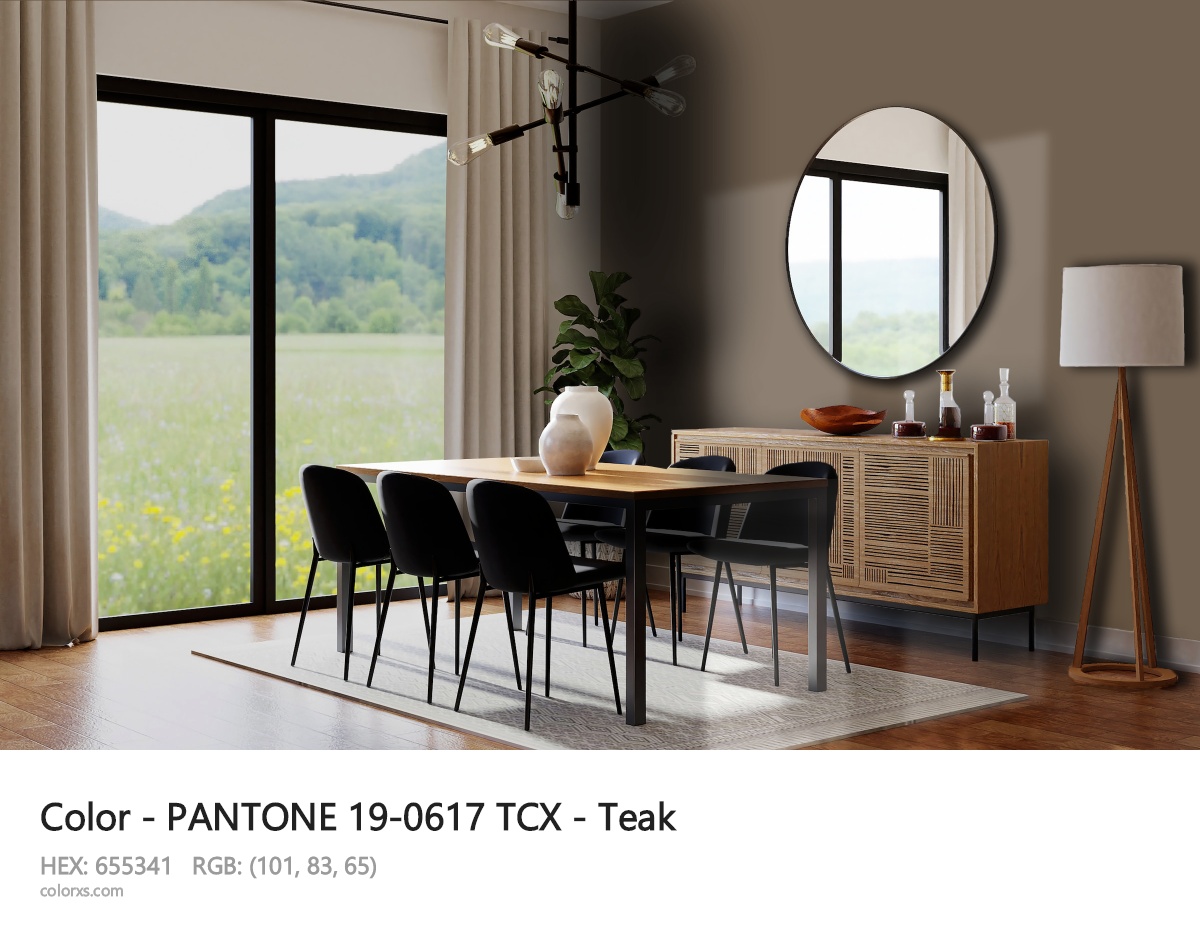 PANTONE 19-0617 TCX - Teak CMS dining room design
