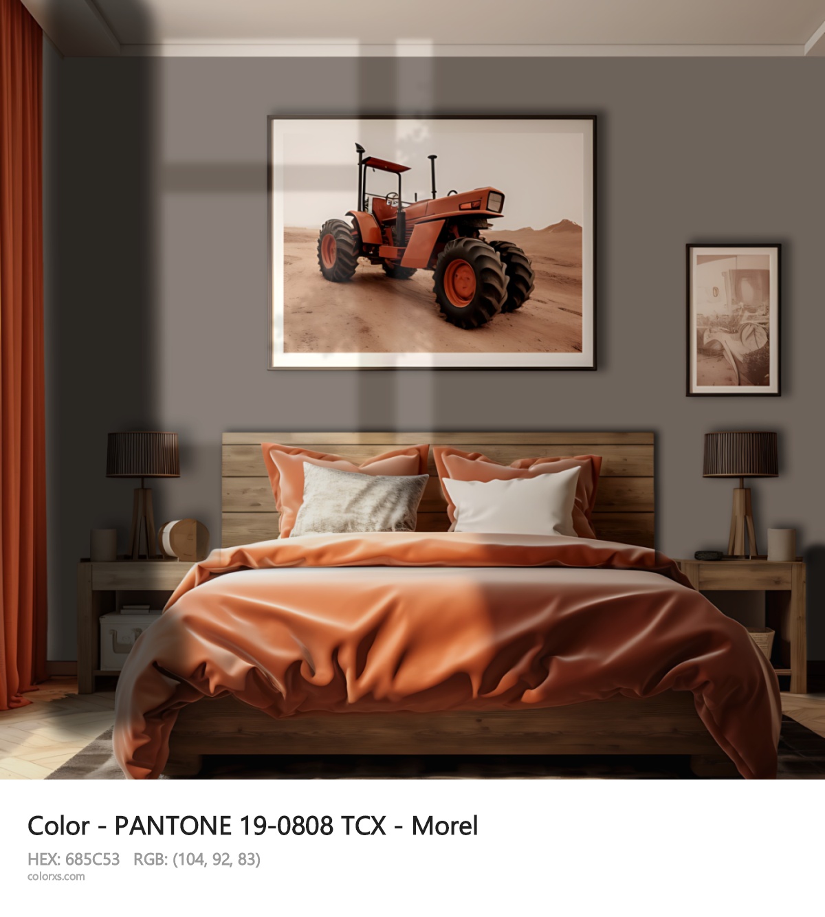 PANTONE 19-0808 TCX - Morel CMS vintage style bedroom interior