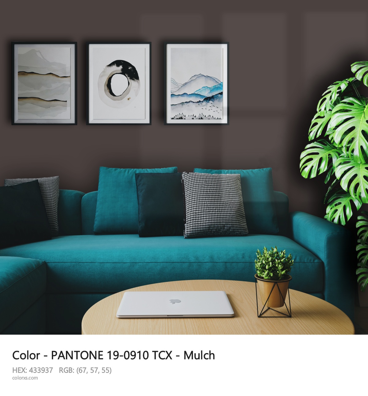 PANTONE 19-0910 TCX - Mulch CMS cozy coffee corner interior