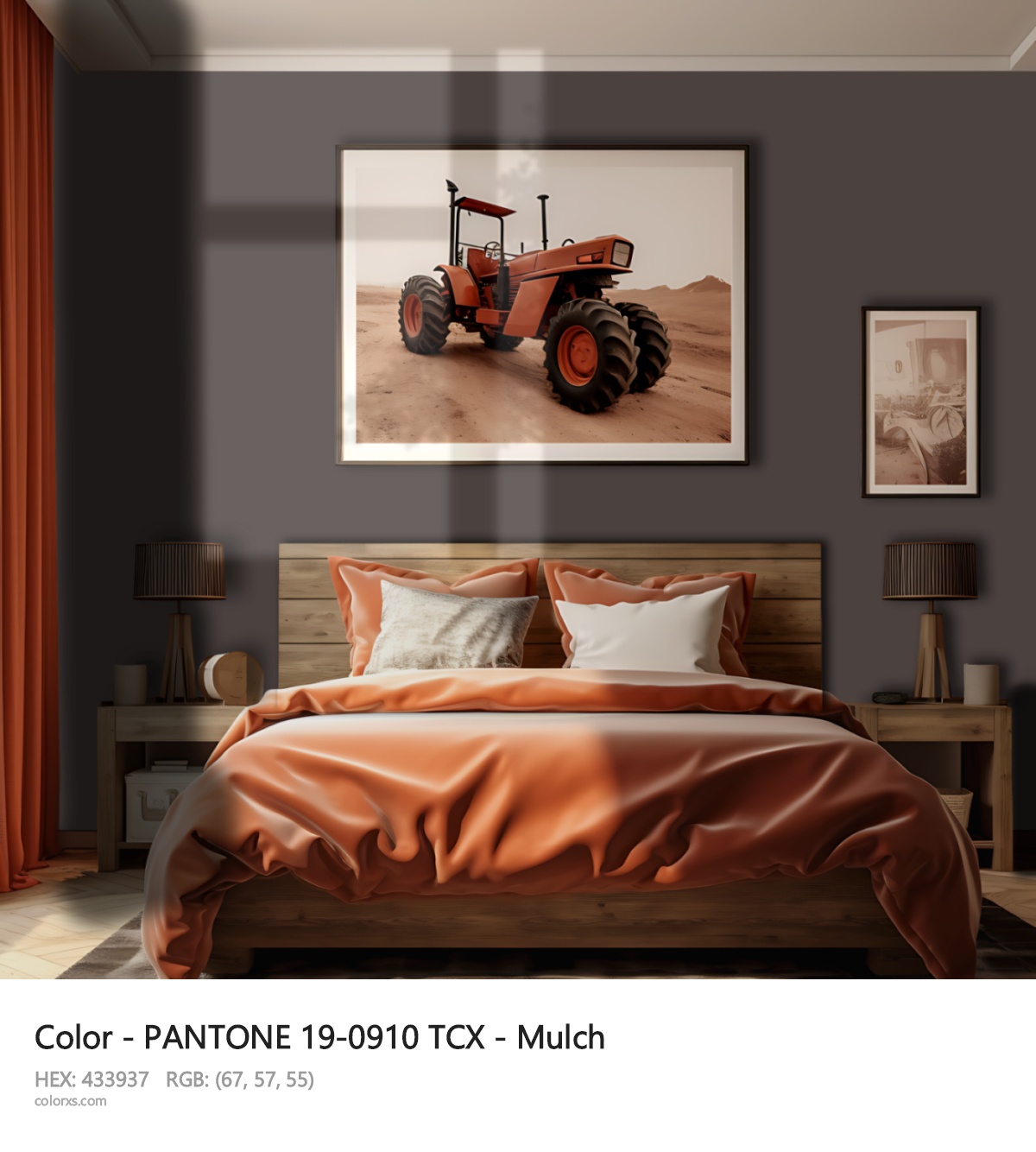 About PANTONE 19-0910 TCX - Mulch color - its meaning and example