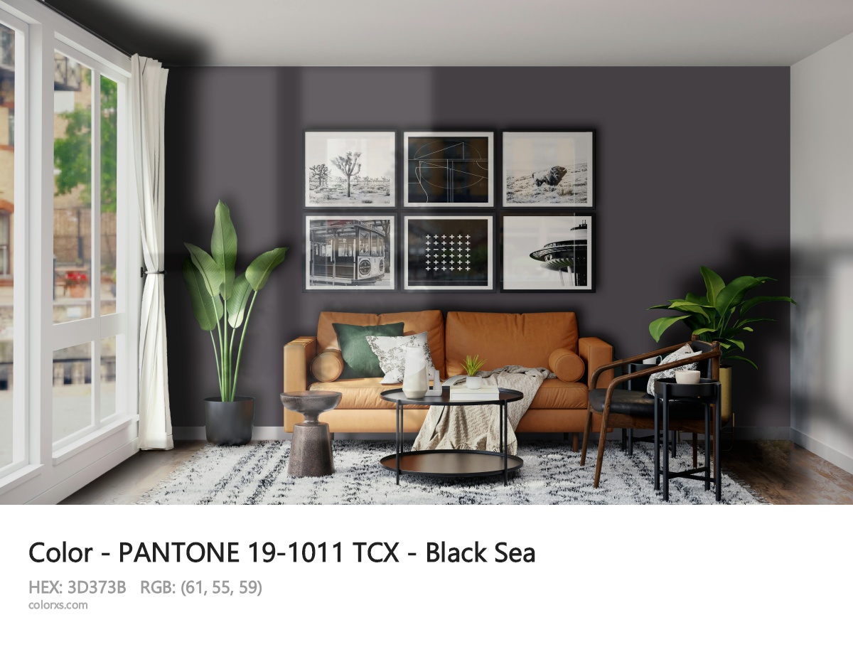 PANTONE 19-1011 TCX - Black Sea CMS modern minimalist living room interior