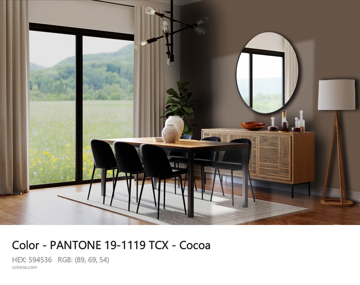 PANTONE 19-1119 TCX - Cocoa CMS dining room design