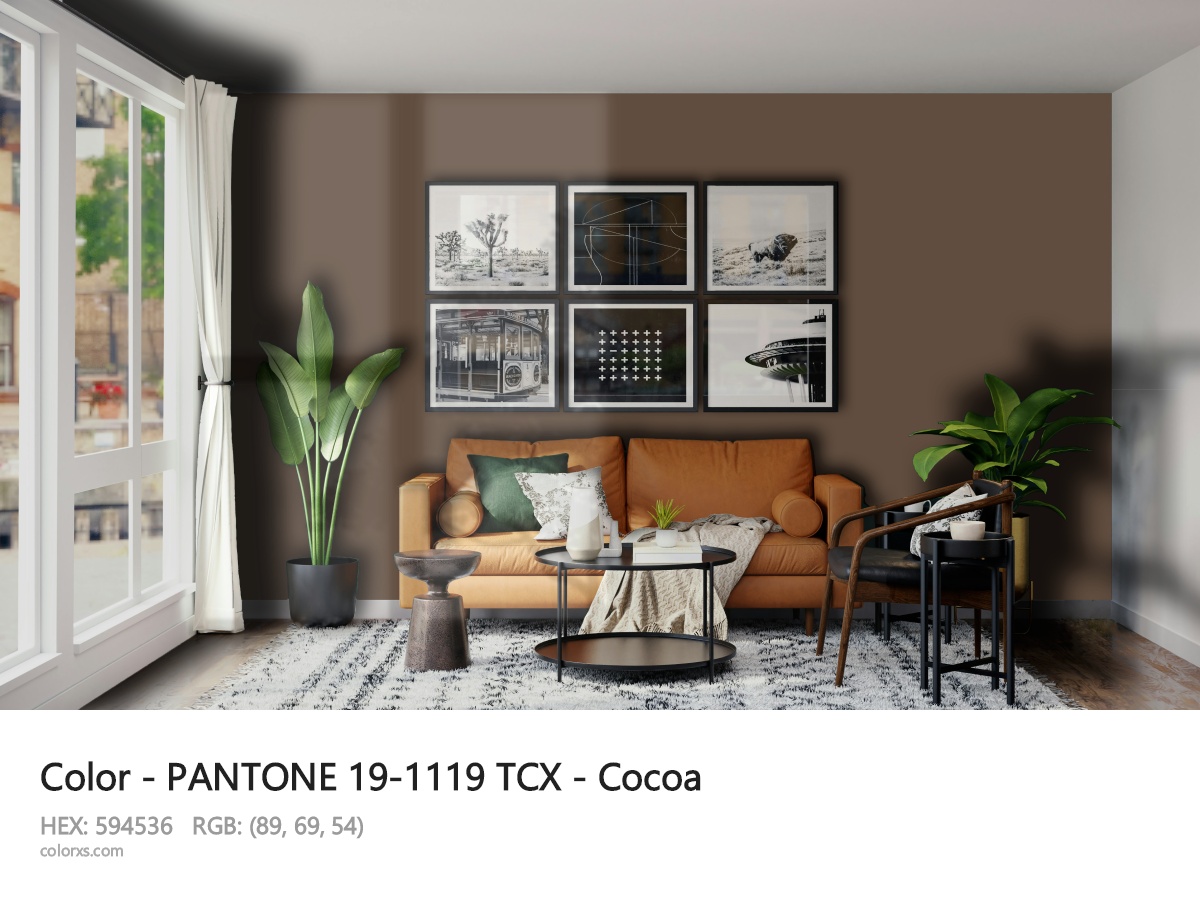 PANTONE 19-1119 TCX - Cocoa CMS modern minimalist living room interior
