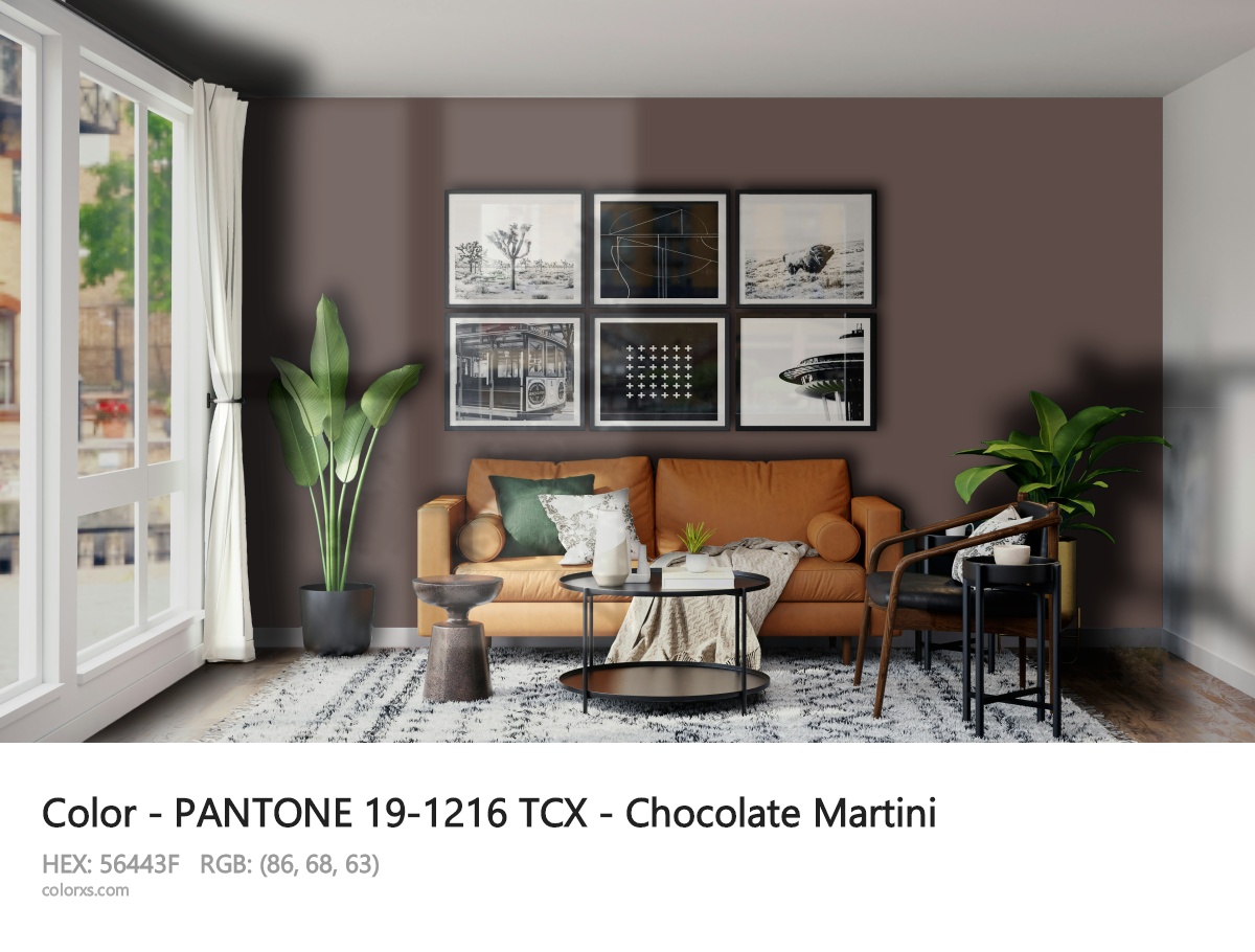 PANTONE 19-1216 TCX - Chocolate Martini CMS modern minimalist living room interior
