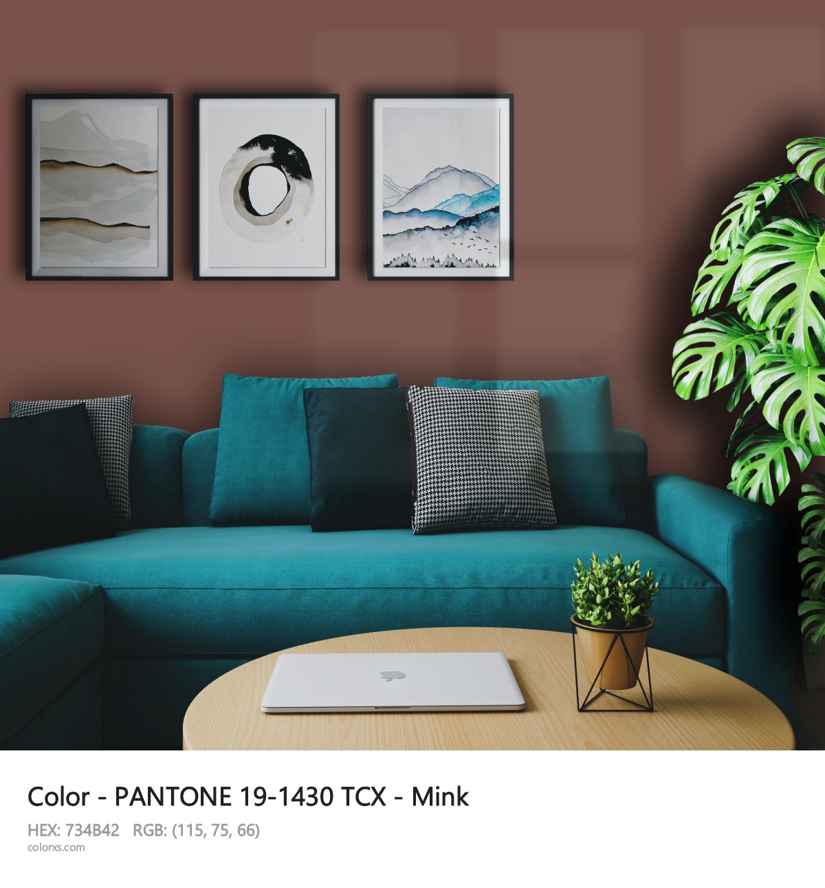 PANTONE 19-1430 TCX - Mink CMS cozy coffee corner interior