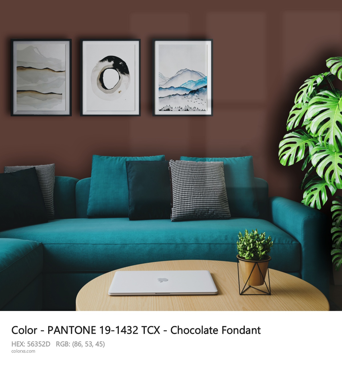 PANTONE 19-1432 TCX - Chocolate Fondant CMS cozy coffee corner interior