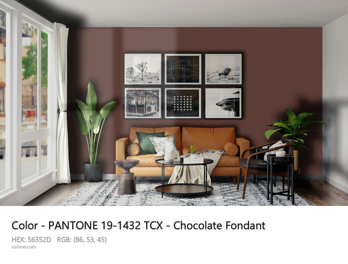 PANTONE 19-1432 TCX - Chocolate Fondant CMS modern minimalist living room interior