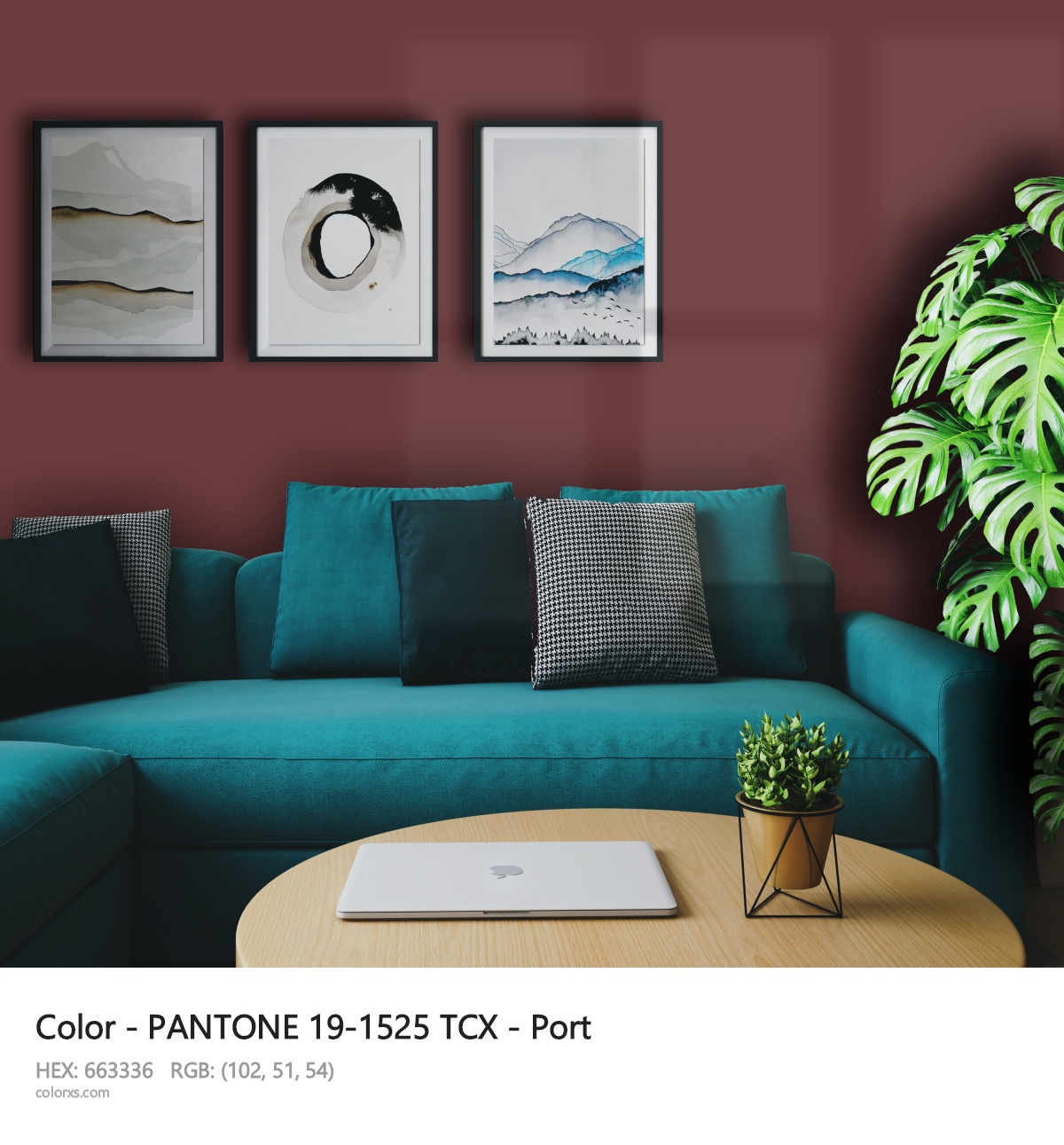 About PANTONE 19-1525 TCX - Port color - its meaning and example