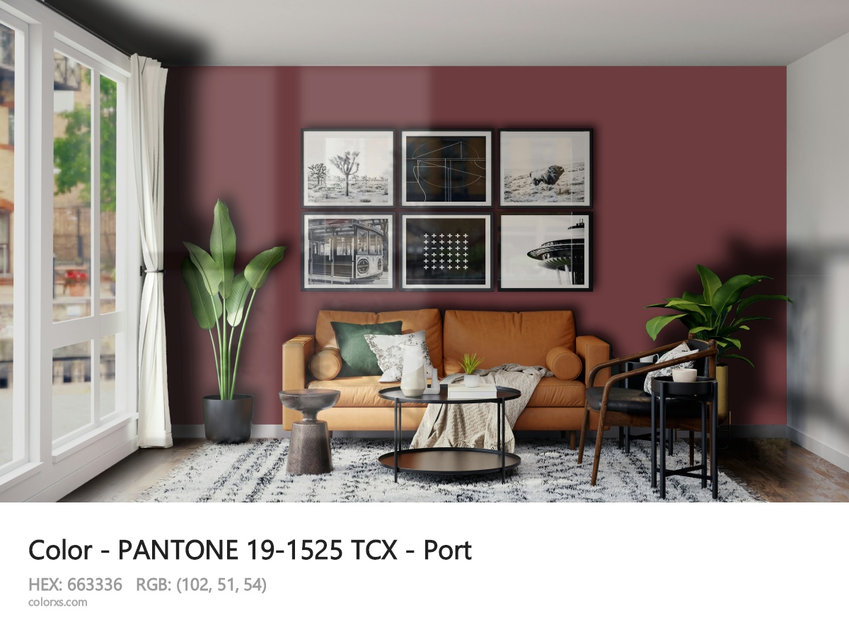 PANTONE 19-1525 TCX - Port CMS modern minimalist living room interior