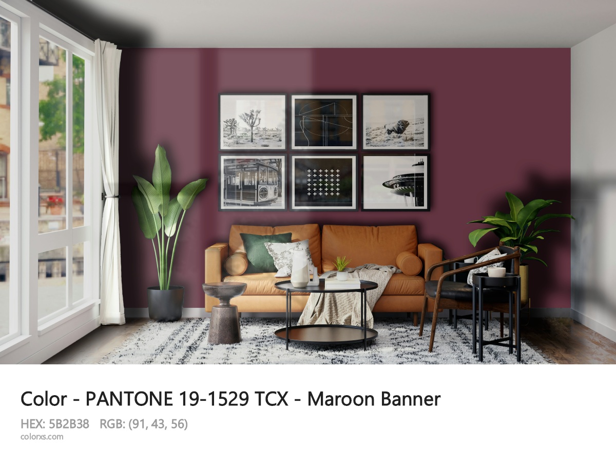 PANTONE 19-1529 TCX - Maroon Banner CMS modern minimalist living room interior