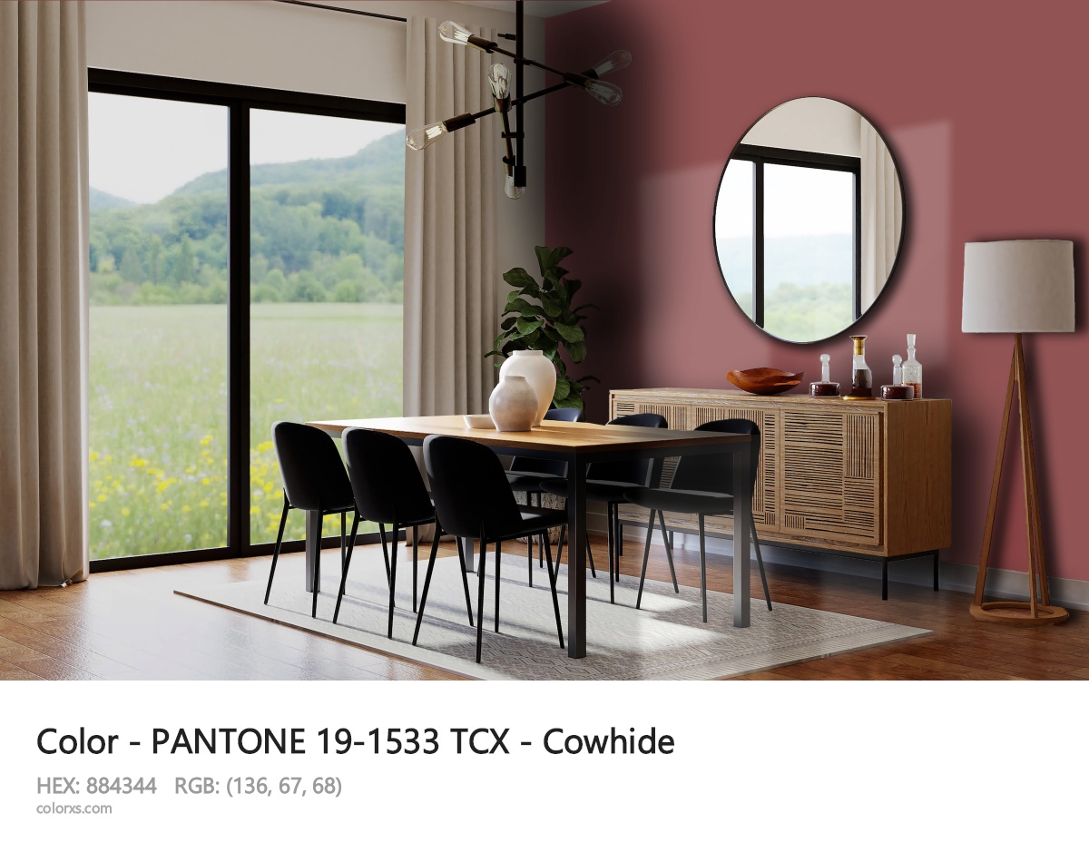 PANTONE 19-1533 TCX - Cowhide CMS dining room design