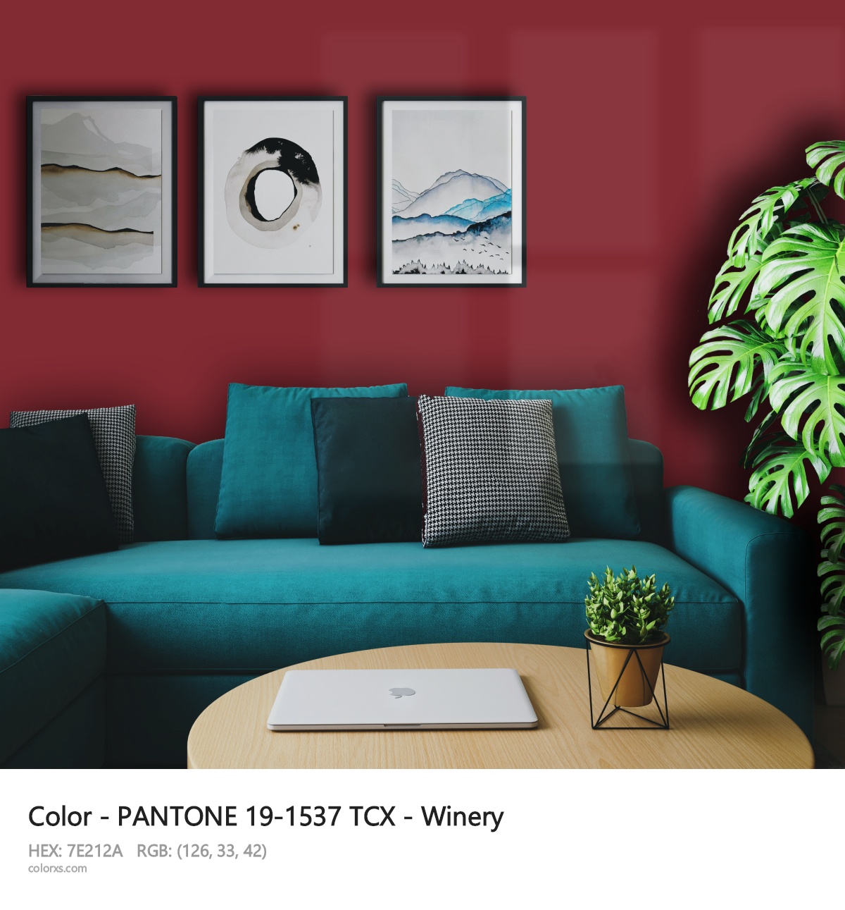 PANTONE 19-1537 TCX - Winery CMS cozy coffee corner interior