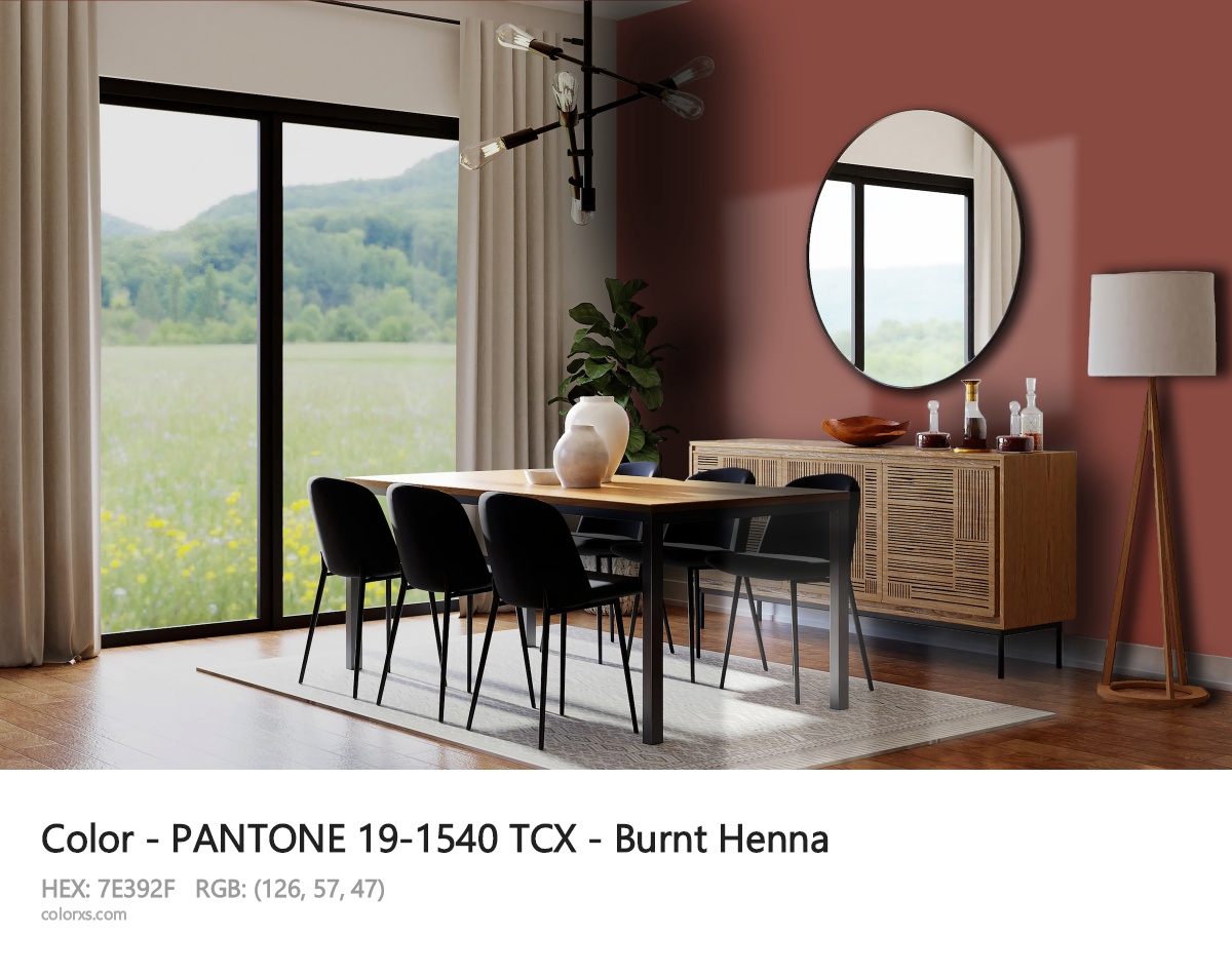 PANTONE 19-1540 TCX - Burnt Henna CMS dining room design