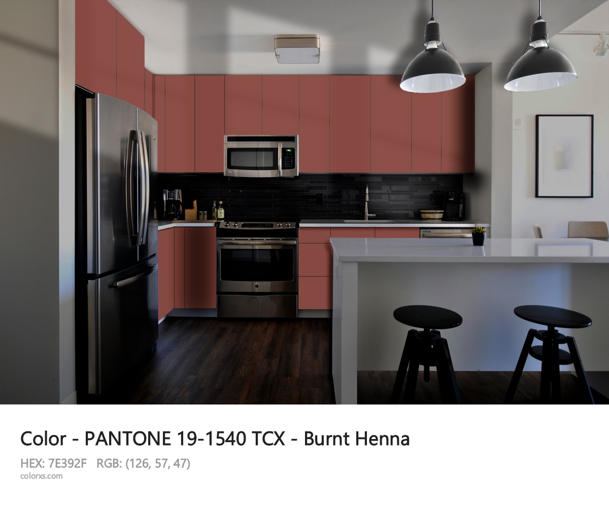 PANTONE 19-1540 TCX - Burnt Henna CMS modular kitchen design