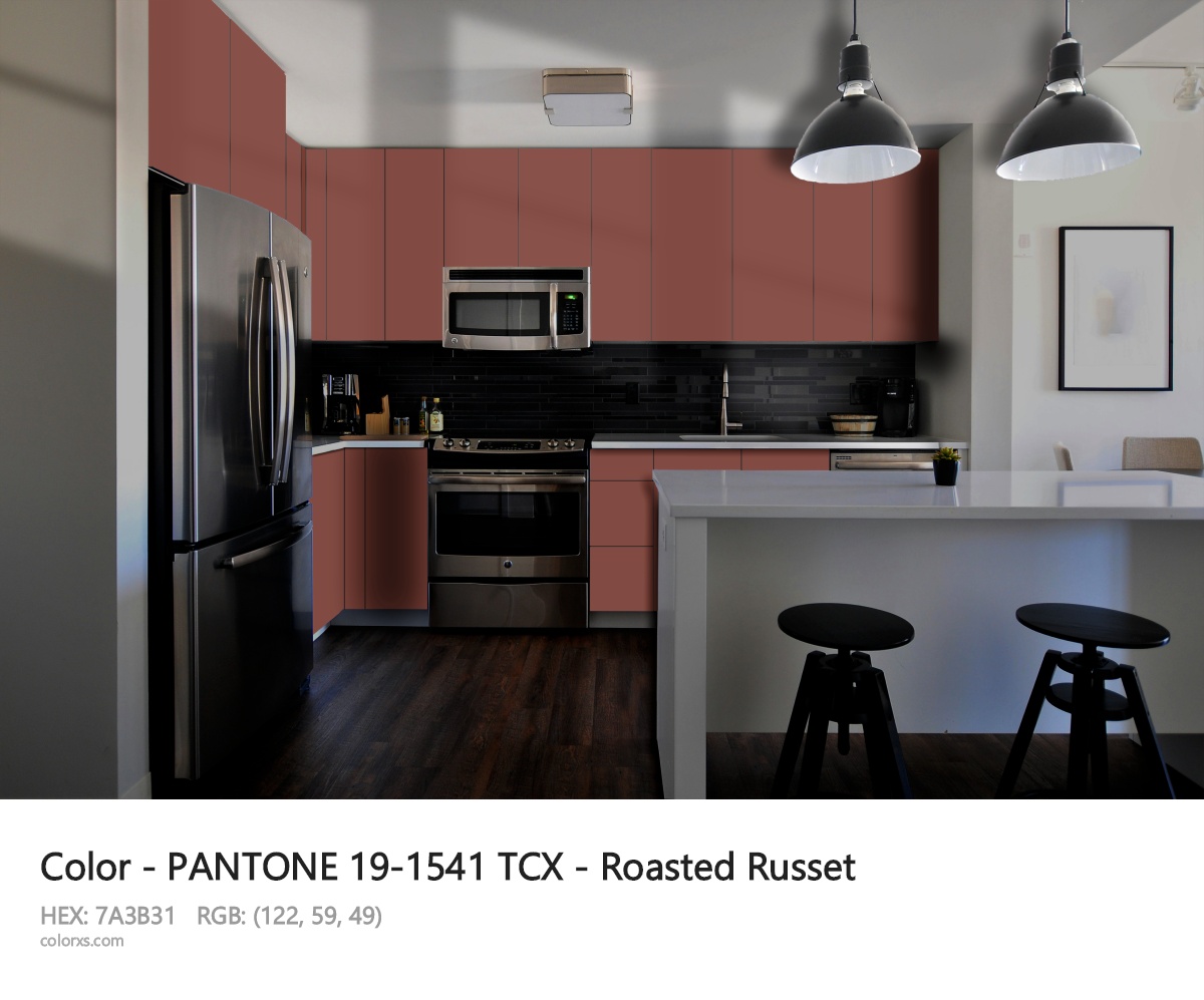 PANTONE 19-1541 TCX - Roasted Russet CMS modular kitchen design
