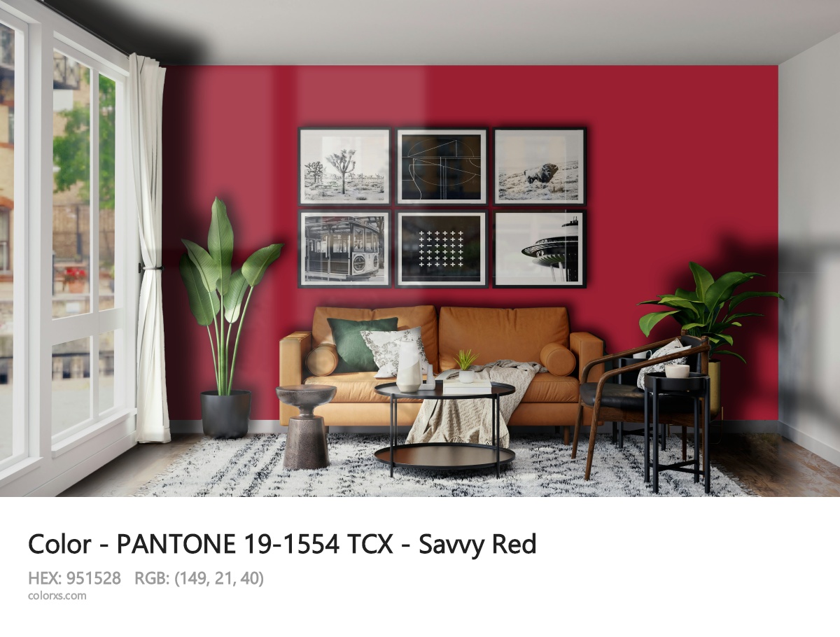 PANTONE 19-1554 TCX - Savvy Red CMS modern minimalist living room interior