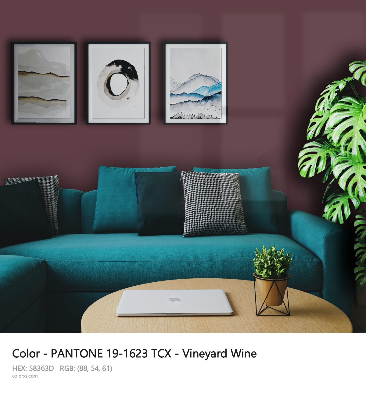 PANTONE 19-1623 TCX - Vineyard Wine CMS cozy coffee corner interior