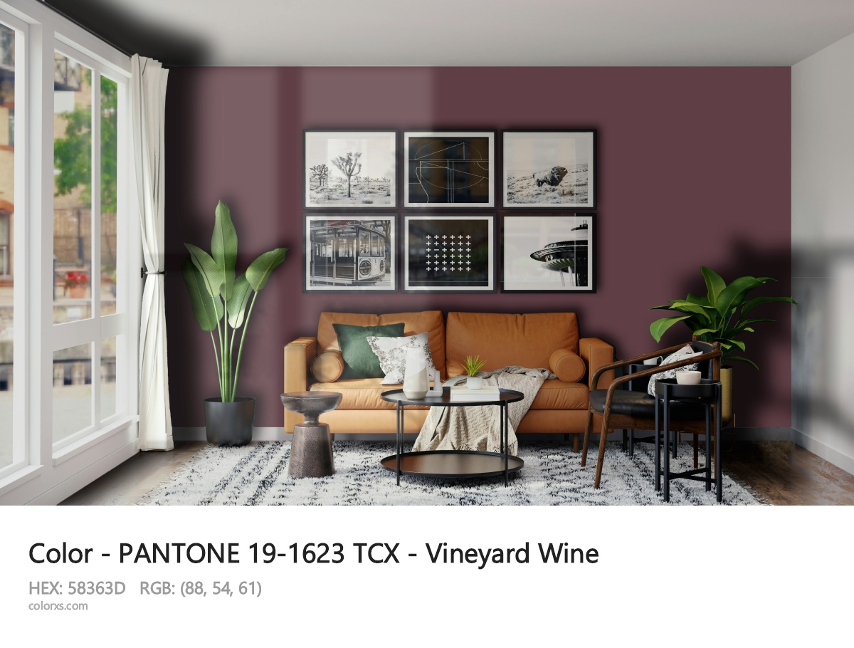 PANTONE 19-1623 TCX - Vineyard Wine CMS modern minimalist living room interior