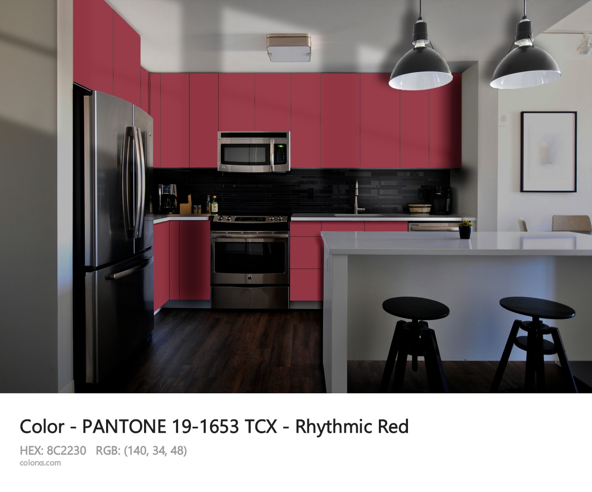 PANTONE 19-1653 TCX - Rhythmic Red CMS modular kitchen design