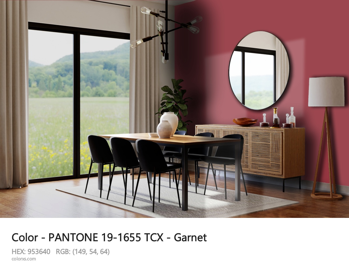 PANTONE 19-1655 TCX - Garnet CMS dining room design