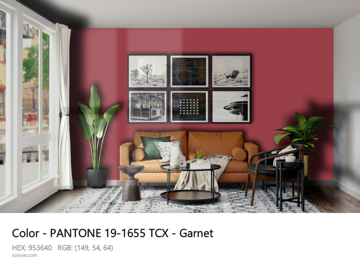 PANTONE 19-1655 TCX - Garnet CMS modern minimalist living room interior