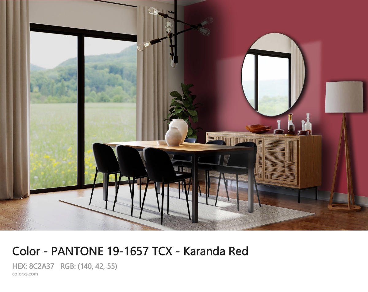 PANTONE 19-1657 TCX - Karanda Red CMS dining room design