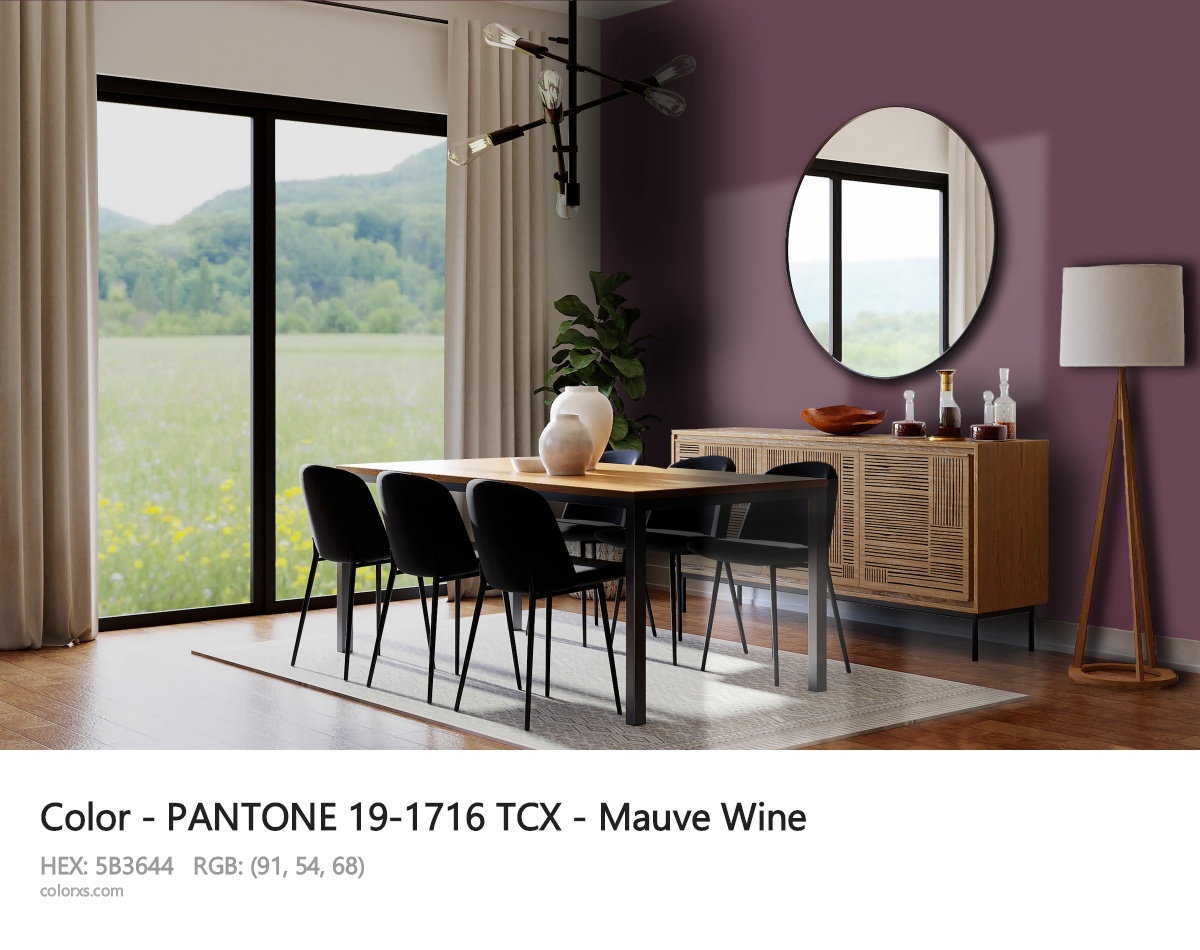 PANTONE 19-1716 TCX - Mauve Wine CMS dining room design