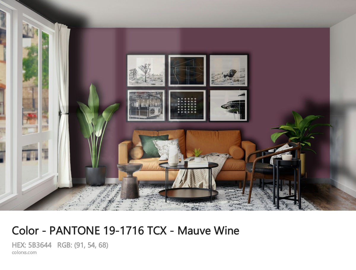 PANTONE 19-1716 TCX - Mauve Wine CMS modern minimalist living room interior