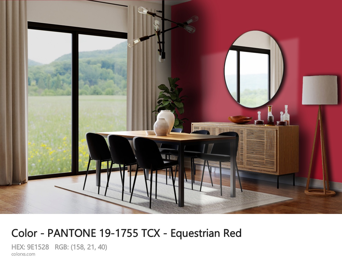 PANTONE 19-1755 TCX - Equestrian Red CMS dining room design