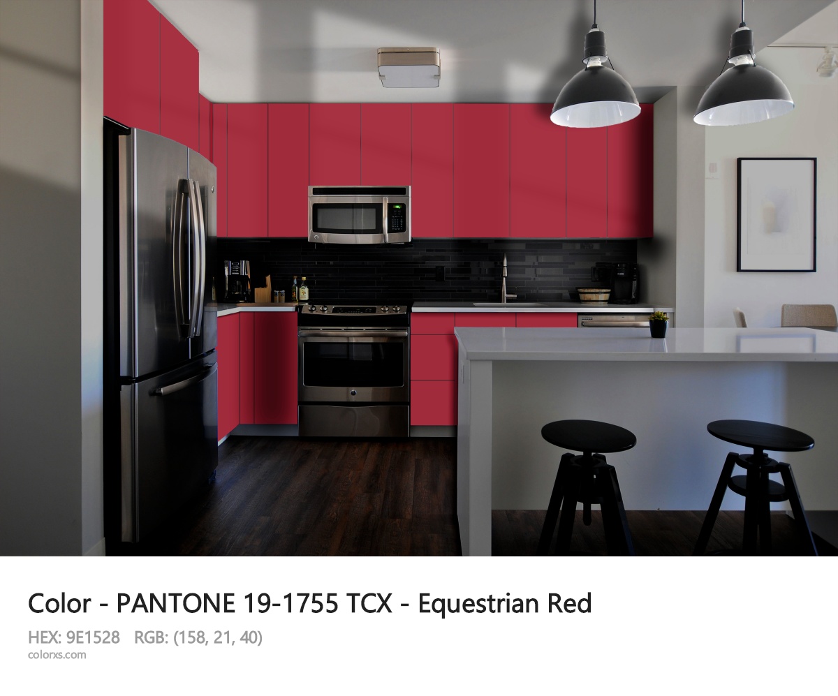 PANTONE 19-1755 TCX - Equestrian Red CMS modular kitchen design