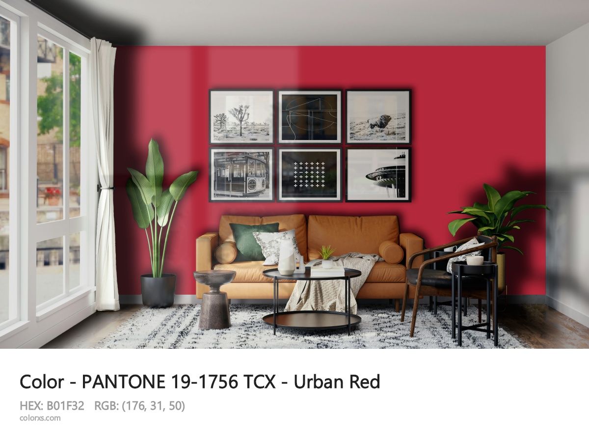 PANTONE 19-1756 TCX - Urban Red CMS modern minimalist living room interior