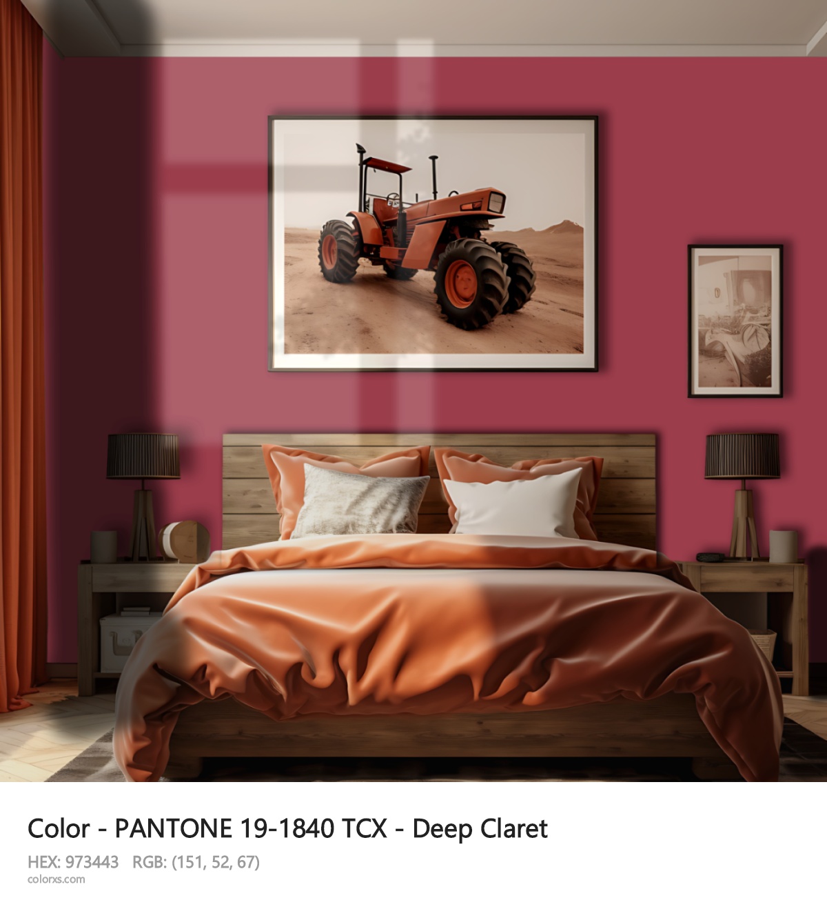 About PANTONE 19-1840 TCX - Deep Claret color - its meaning and example