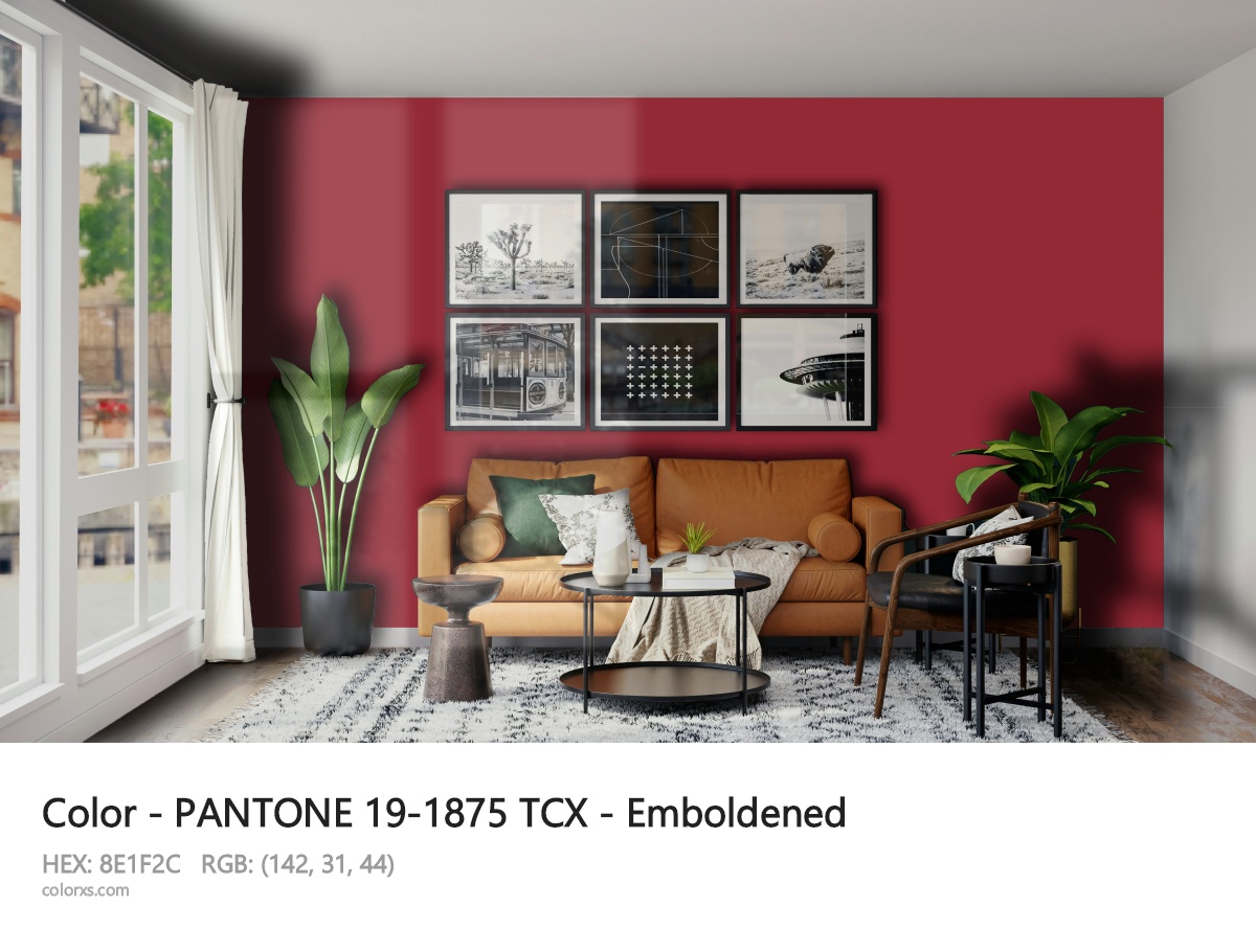 PANTONE 19-1875 TCX - Emboldened CMS modern minimalist living room interior