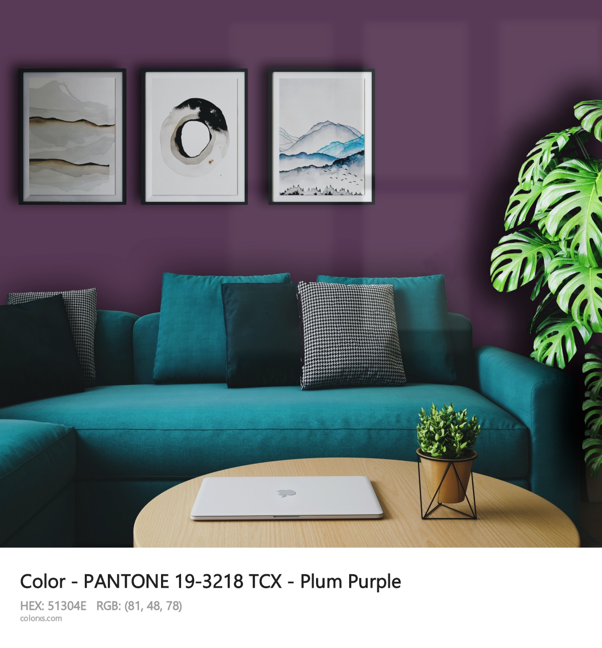 PANTONE 19-3218 TCX - Plum Purple CMS cozy coffee corner interior