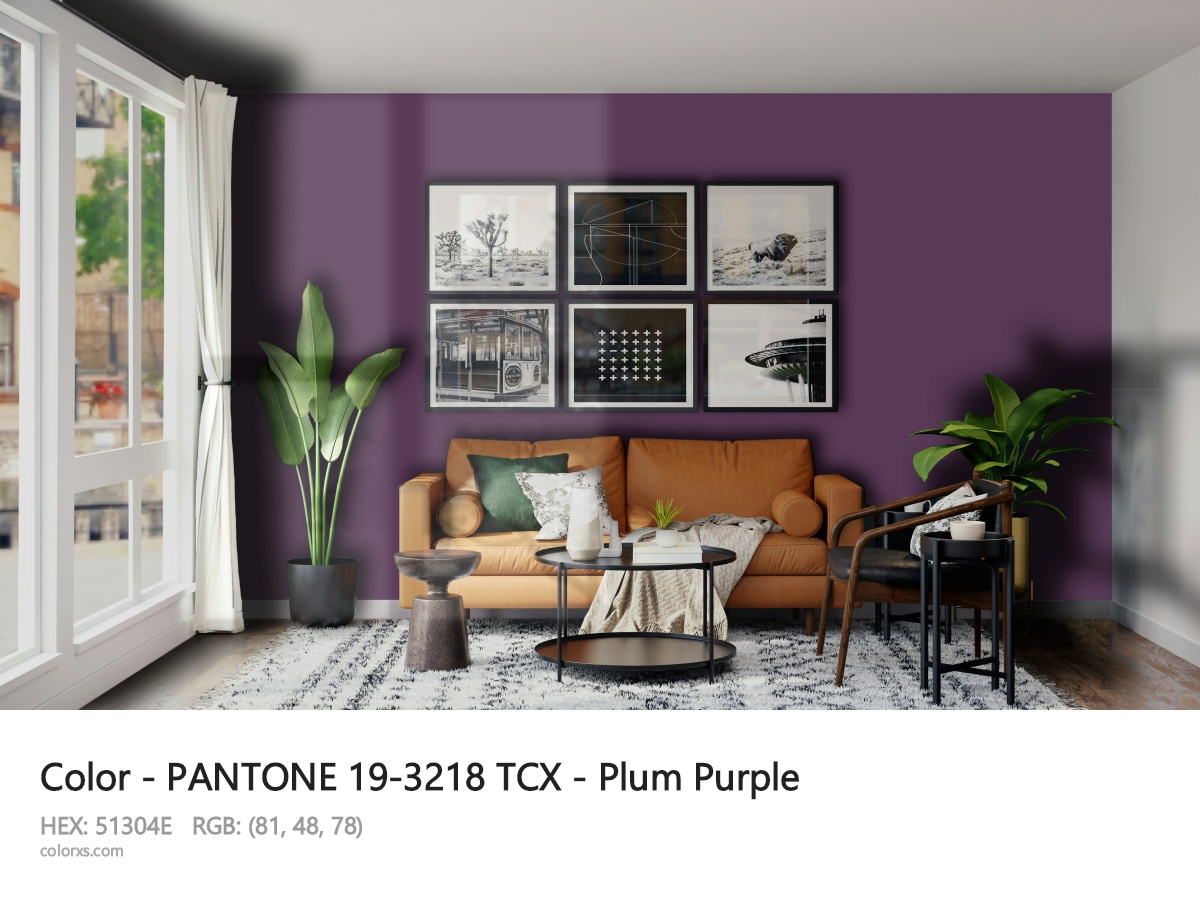 PANTONE 19-3218 TCX - Plum Purple CMS modern minimalist living room interior