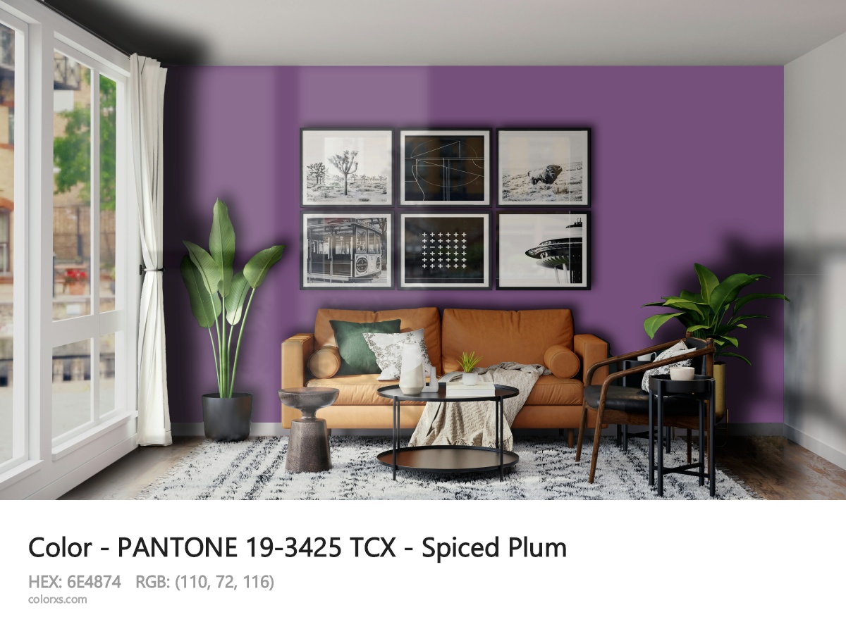About PANTONE 19-3425 TCX - Spiced Plum color - its meaning and example